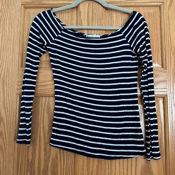 Moa Moa Tops - Striped off the shoulder long sleeve